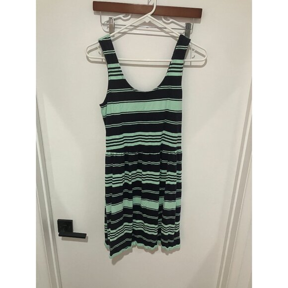 GAP Women's Striped Knee Length Dress, Navy/Aqua, Size Small - Picture 1 of 3